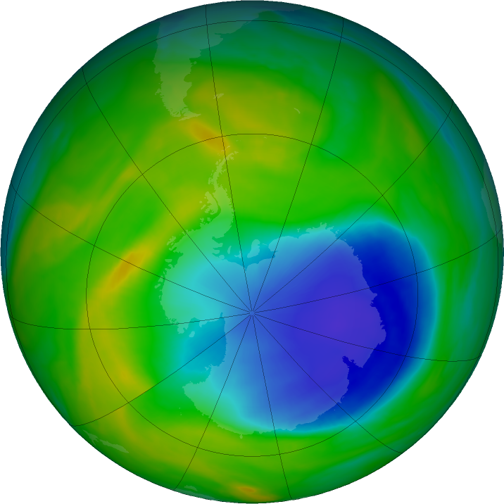 Antarctic ozone map for 16 November 2024